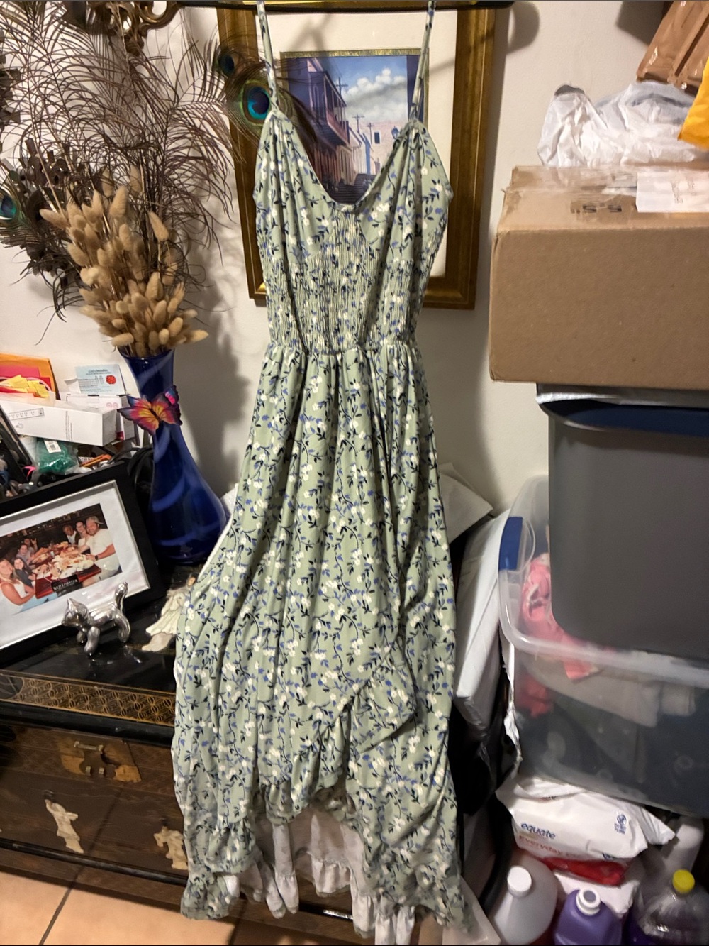 Justice Light Green Floral Spaghetti-Strap Maxi Dress